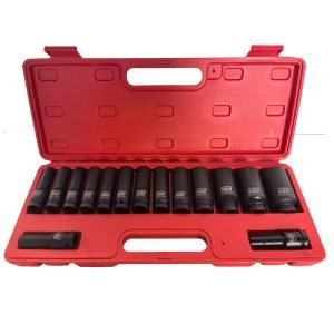 1/2" Prailgintų smūginių galvučių rinkinys 15vnt. (10-32mm) 12-kampės - Sodrinta.lt