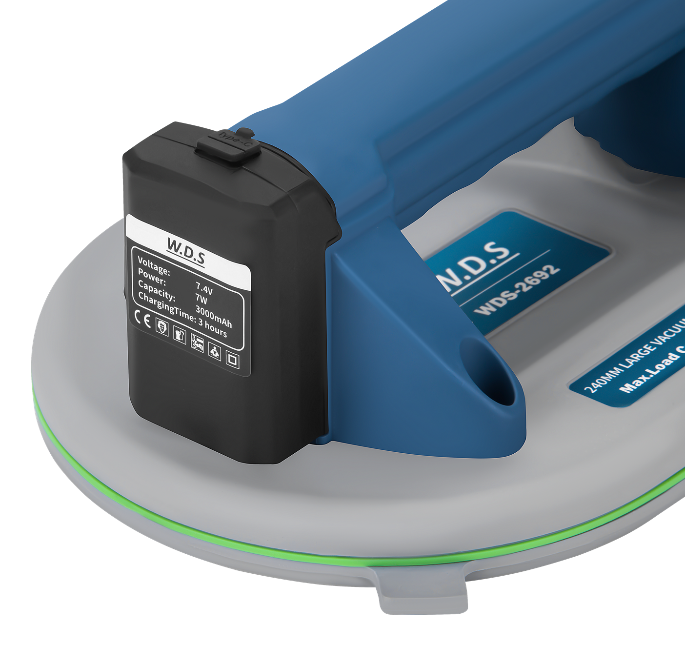 Przyssawka akumulatorowa 240mm 300kg USB-C WDS2692 - Sodrinta.lt