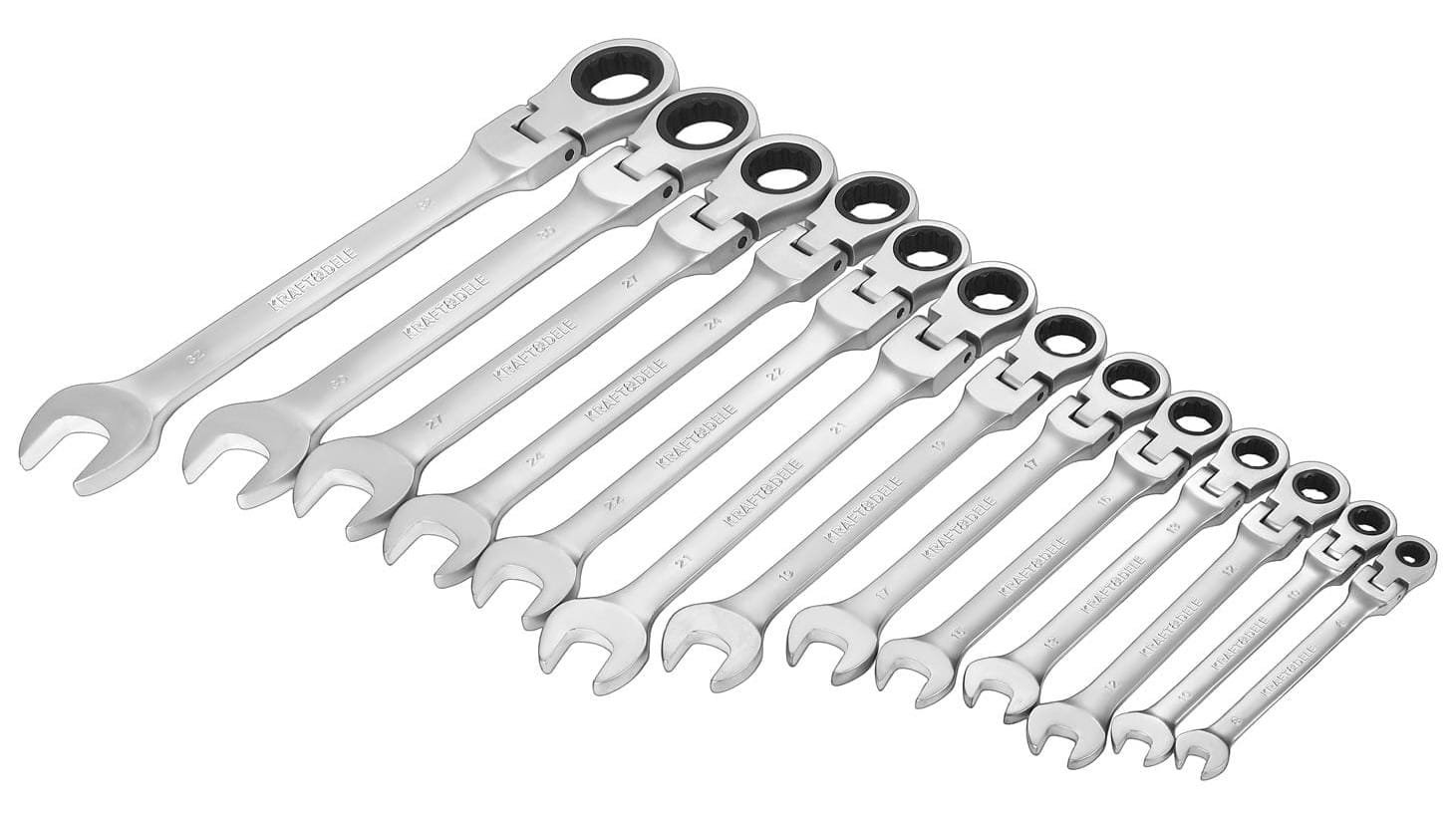 Kombinuotų raktų su terkšle (lankstomi) rinkinys 13 vnt. 8–32 mm KD11305 - Sodrinta.lt