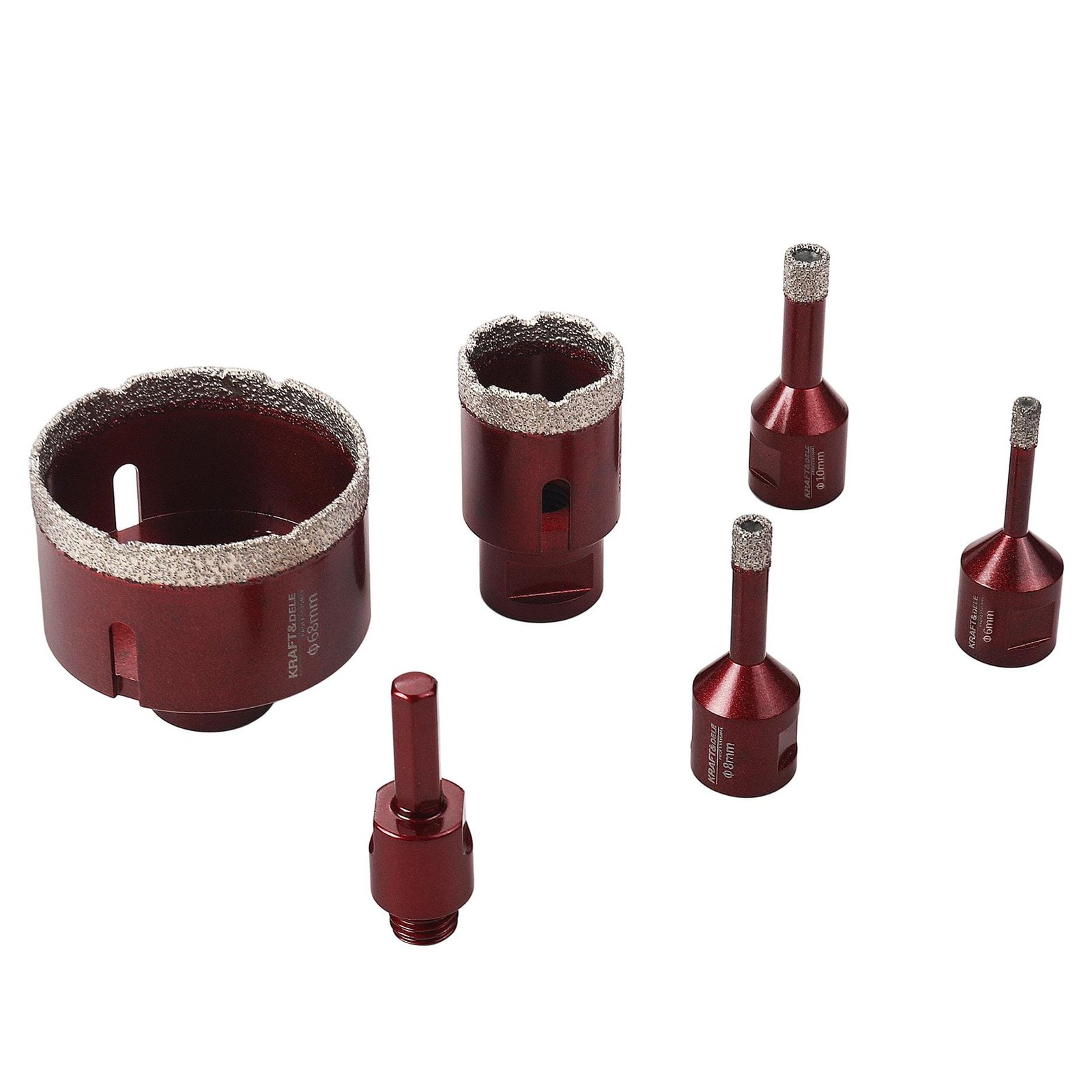 Deimantinių grąžtų (karūnų) rinkinys 6 vnt. 6–68 mm KD5953 - Sodrinta.lt