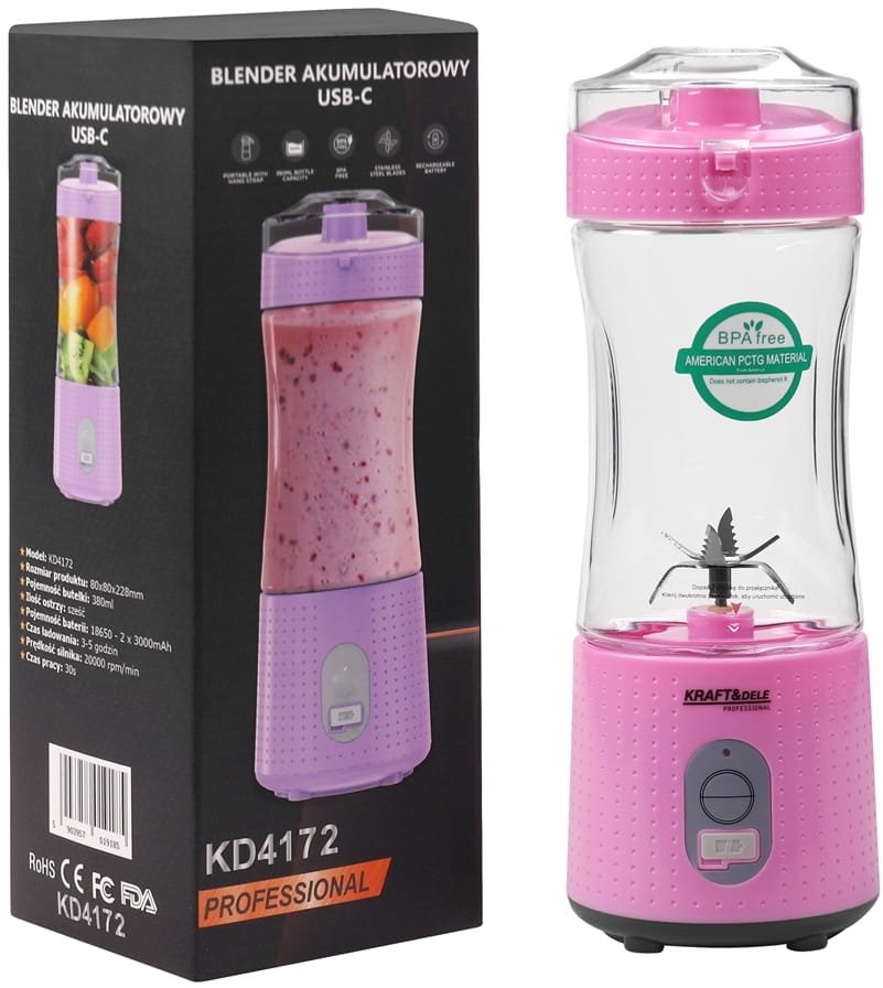 Blender akumulatorowy USB-C 380ml / 2x3000mAh KD4172 - Sodrinta.lt