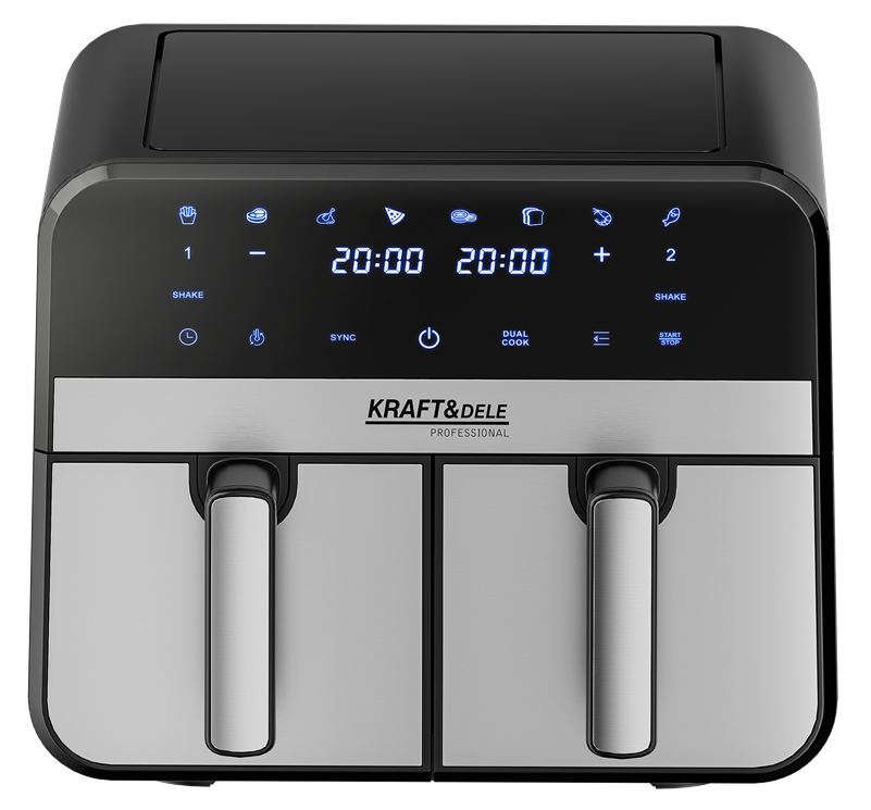 Bealiejė karšto oro gruzdintuvė Air Fryer 9 l 2500W su dviem kameromis + LCD KD4180 - Sodrinta.lt