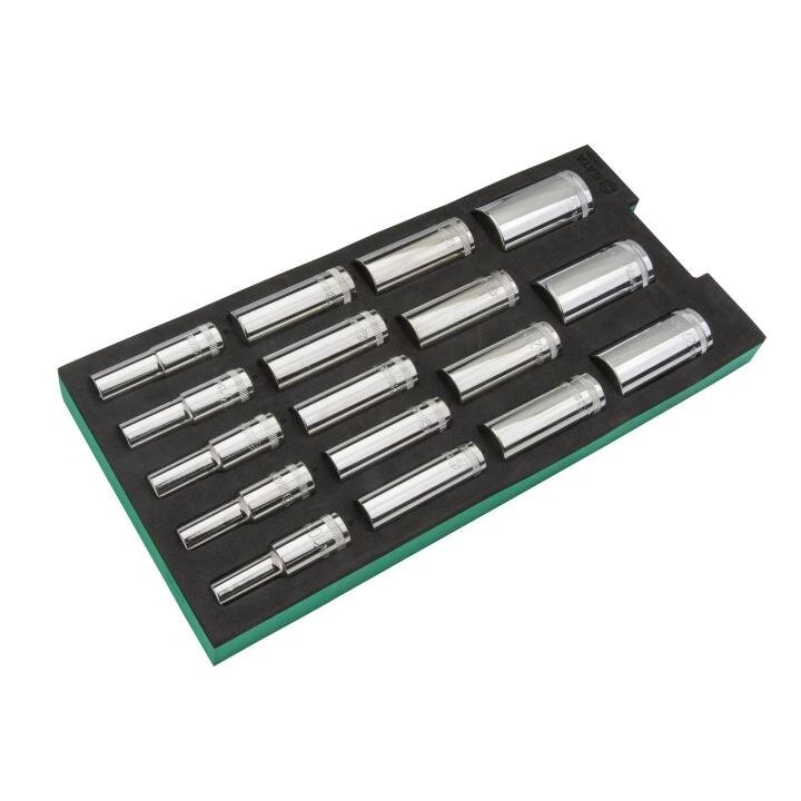 Padėklas. Prailgintų galvučių rinkinys 1/2'' 17vnt. - Sodrinta.lt