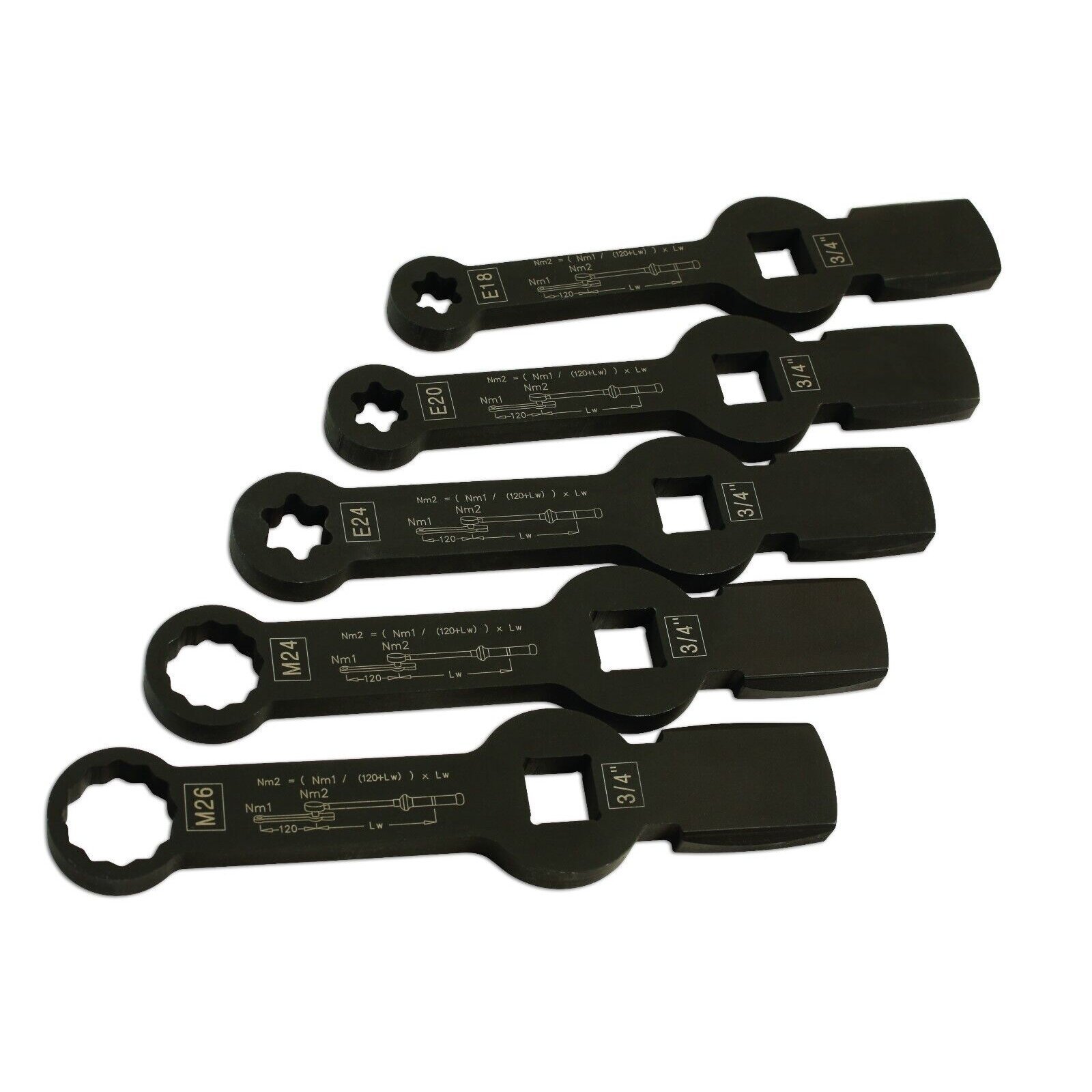 Smūginių veržliarakčių E-torx ir SPLINE rinkinys (5vnt) - Sodrinta.lt