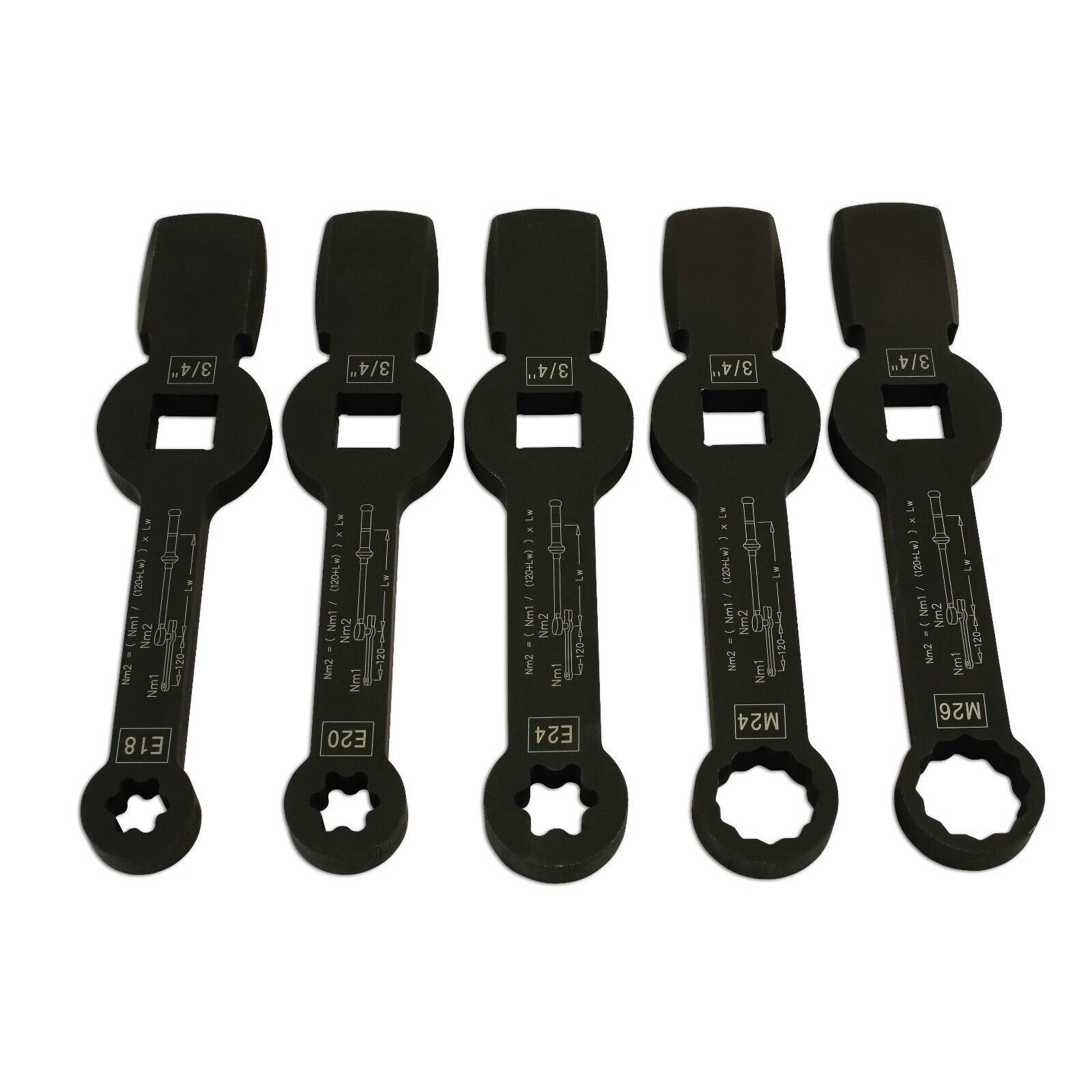 Smūginių veržliarakčių E-torx ir SPLINE rinkinys (5vnt) - Sodrinta.lt