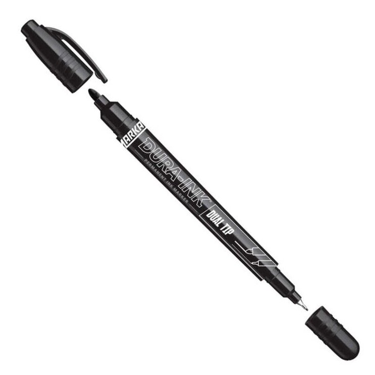 Žymeklis permanentinis DURA-INK dvipusis. 0.7-1.0 mm juodas - Sodrinta.lt