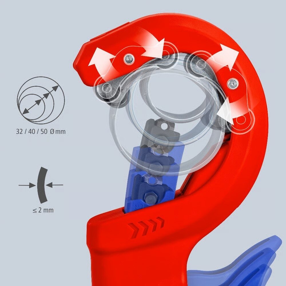 Vamzdžių pjoviklis plonam plastikui 32-50mm KNIPEX DP50 - Sodrinta.lt