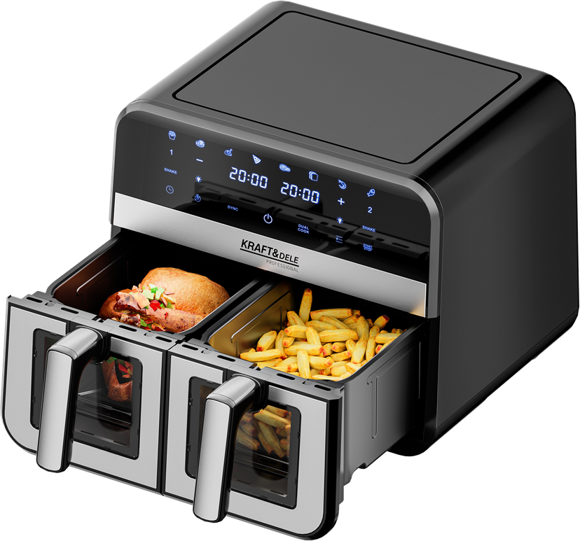 Karšto oro gruzdintuvė 9 l, 2500 W, dvi 4,5 l talpos su LCD KD4179 - Image 4