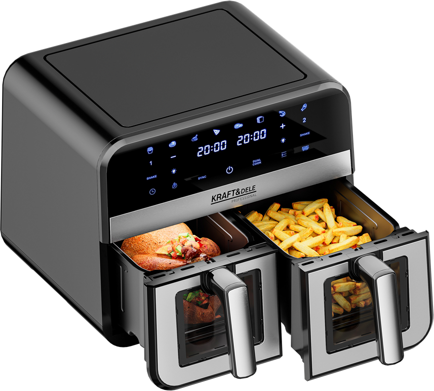 Karšto oro gruzdintuvė 9 l, 2500 W, dvi 4,5 l talpos su LCD KD4179 - Image 6