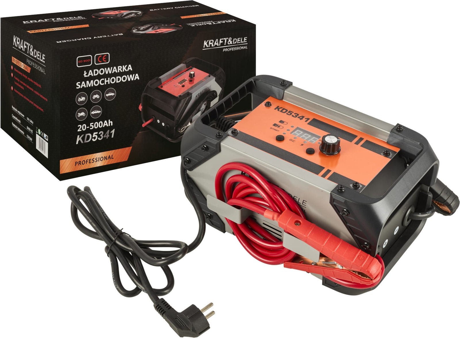 Akumuliatorių įkroviklis su užvedimo funkcija 20–500Ah 12/24V 60A KD5341 - Sodrinta.lt