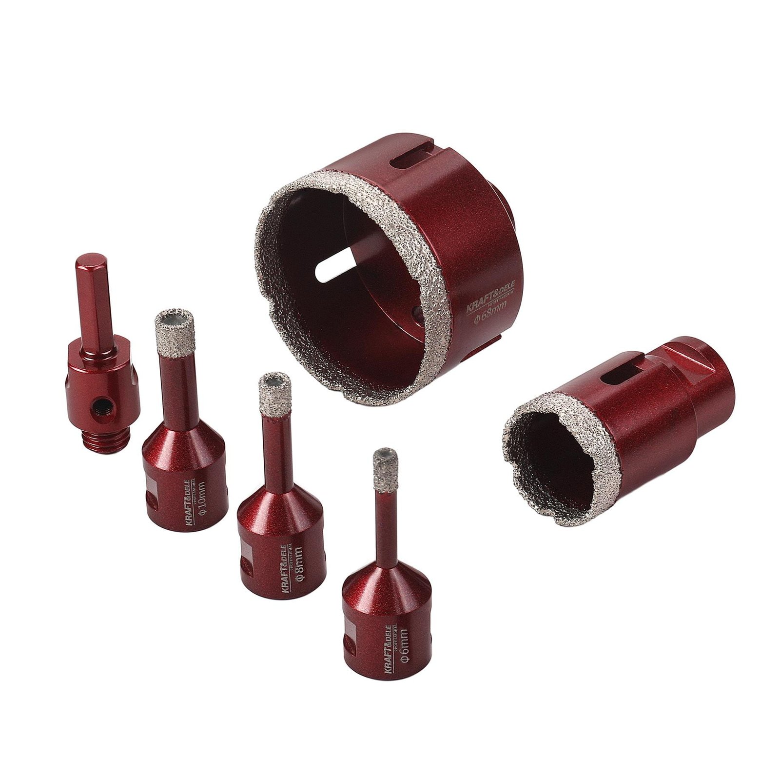Deimantinių grąžtų (karūnų) rinkinys 6 vnt. 6–68 mm KD5953 - Sodrinta.lt