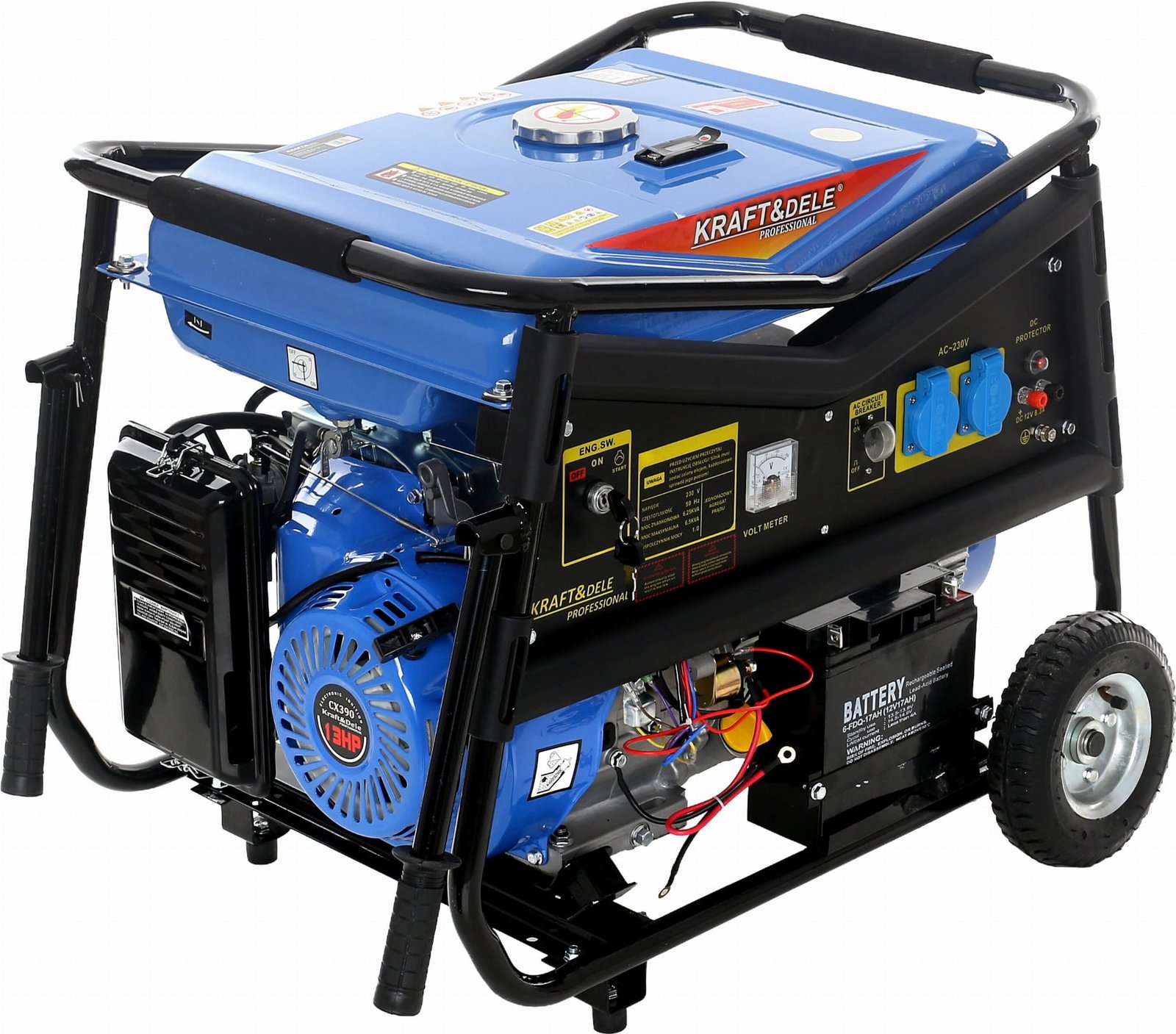 Benzininis vienfazis elektros generatorius 5000W 230V/12V KD145 - Sodrinta.lt