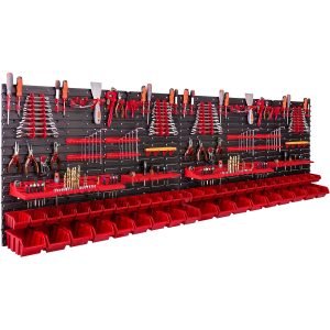 Įrankių stendas PVC (pakabinamas) su dėžutėmis ir laikikliais 122vnt. - Sodrinta.lt