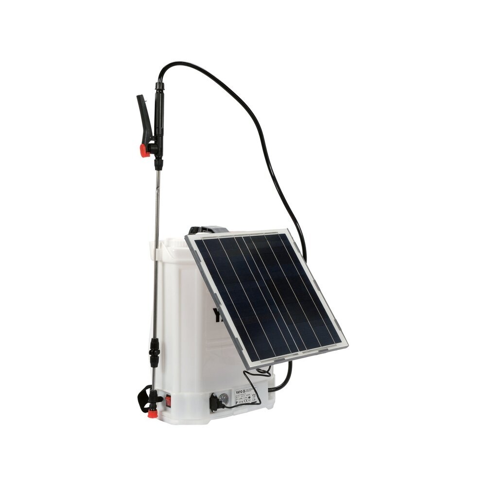 Slėginis purkštuvas su bakeliu ir saulės panele 16l 12V 8000mAh - Sodrinta.lt