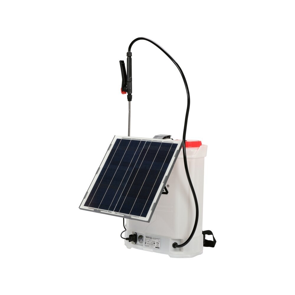 Slėginis purkštuvas su bakeliu ir saulės panele 16l 12V 8000mAh - Sodrinta.lt