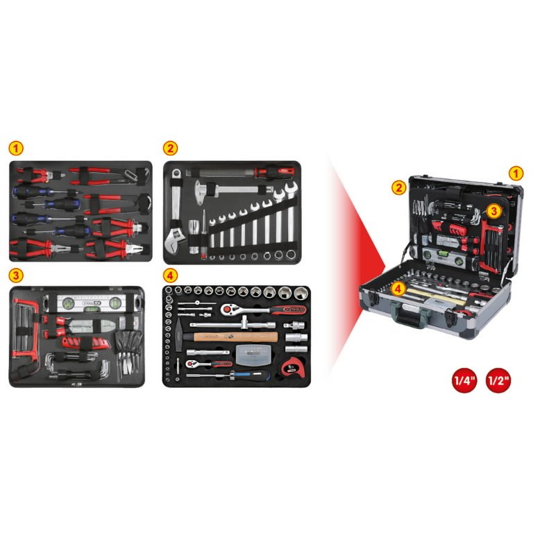 Universalus įrankių komplektas 1/4"+1/2" 127 vnt, KS Tools