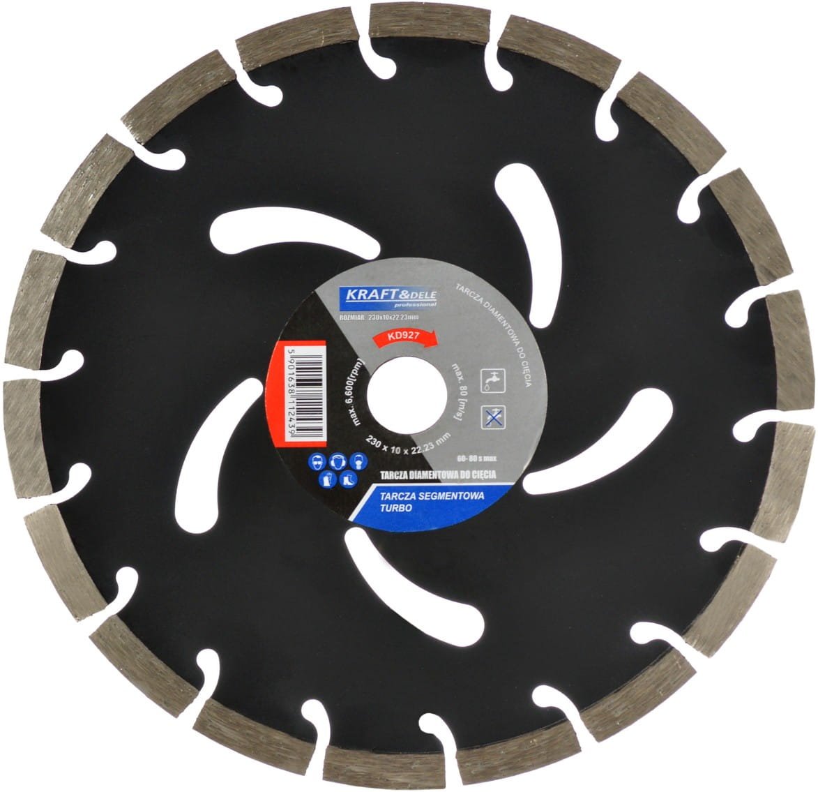 Segmentinis pjovimo diskas „Turbo“, 230 × 10 × 22,23 mm, KD927