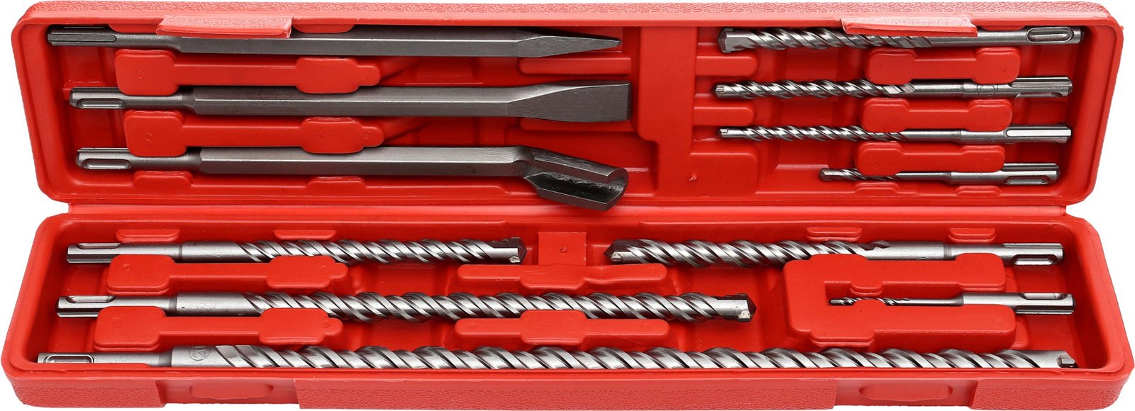 9 grąžtų ir 3 kaltų rinkinys SDS+ su S4 spirale KD10206