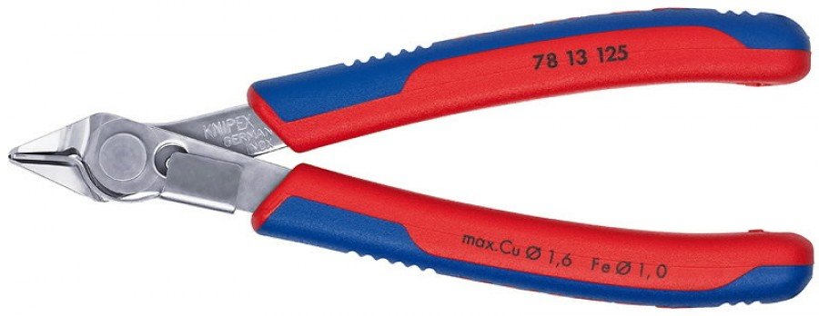 Elektronikos žnyplės 125mm INOX su prispaudimu, Knipex
