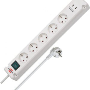 Bremounta 5-Way Power Strip with 2× USB-C, Switch, 3 m Cable white, Brennenstuhl