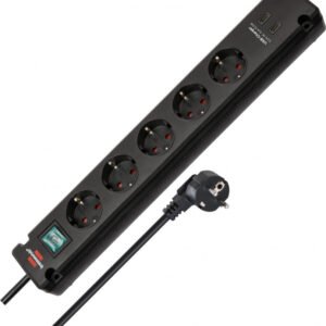 Bremounta 5-Way Power Strip with 2× USB-C, Switch, 3 m Cable black, Brennenstuhl