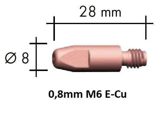 Kontaktinis antgalis E-Cu M6x28x8-0,8mm, Binzel