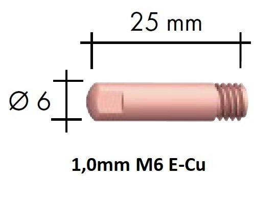 Kontaktinis antgalis E-Cu M6x25x6 1,0mm, Binzel