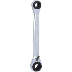 Dvigubas žiedinis terkšlinis raktas su reversu 10x19mm-13x17, KS Tools