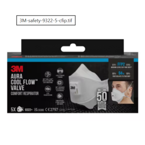 Respiratorius su iškvėpimo vožtuvu Aura 9322+, retail pack FFP2, 3M