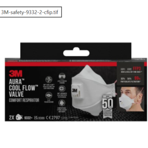 Respiratorius su iškvėpimo vožtuvu Aura 9332+, retail pack FFP3, 3M