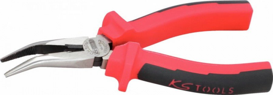 Replės smailianosės lenktos 165mm ERGO, KS Tools