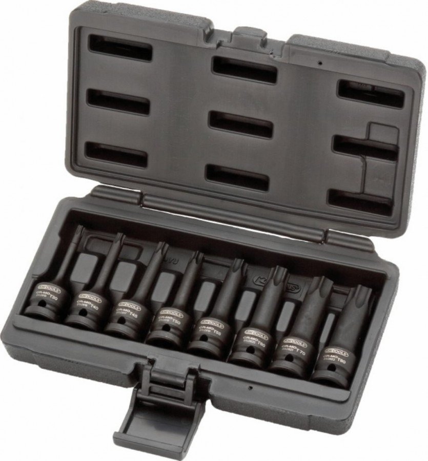 Smūginių galvučių komplektas ½" Torx T30-T80 8 vnt., KS Tools
