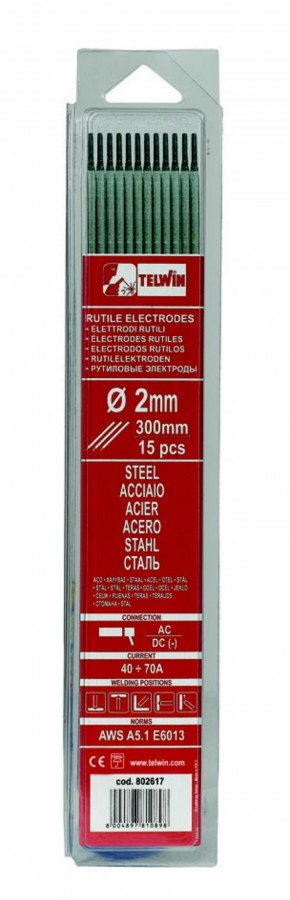 Suvirinimo elektrodas Rutile 2,5x300mm 15vnt, Telwin