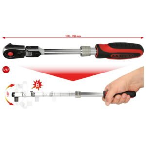 Terkšlė teleskopinė, 1/4" SlimPOWER, su šarnyru, 72 dantų, KS Tools