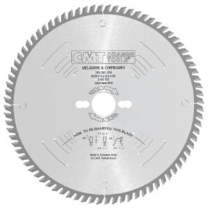 Pjovimo diskas laminatinei plokštei 250x3.2x30mm Z80 a=10° T 250x3.2x30mm Z80 a=10° TCG, CMT