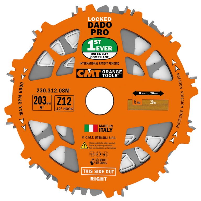 Dado Pro diskų grioveliams komplektas 203x6-20/30mm Z12 a-12 203x6-20/30mm Z12 a-12neg ß FTG+ATB, CMT