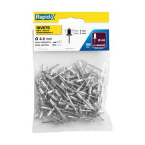 Kniedės, standartinės Al 4,0x8mm 100vnt, Rapid