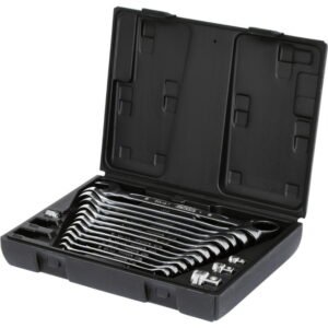 Kombinuotų terkšlinių raktų komplektas su adapteriais 16vnt, KS Tools