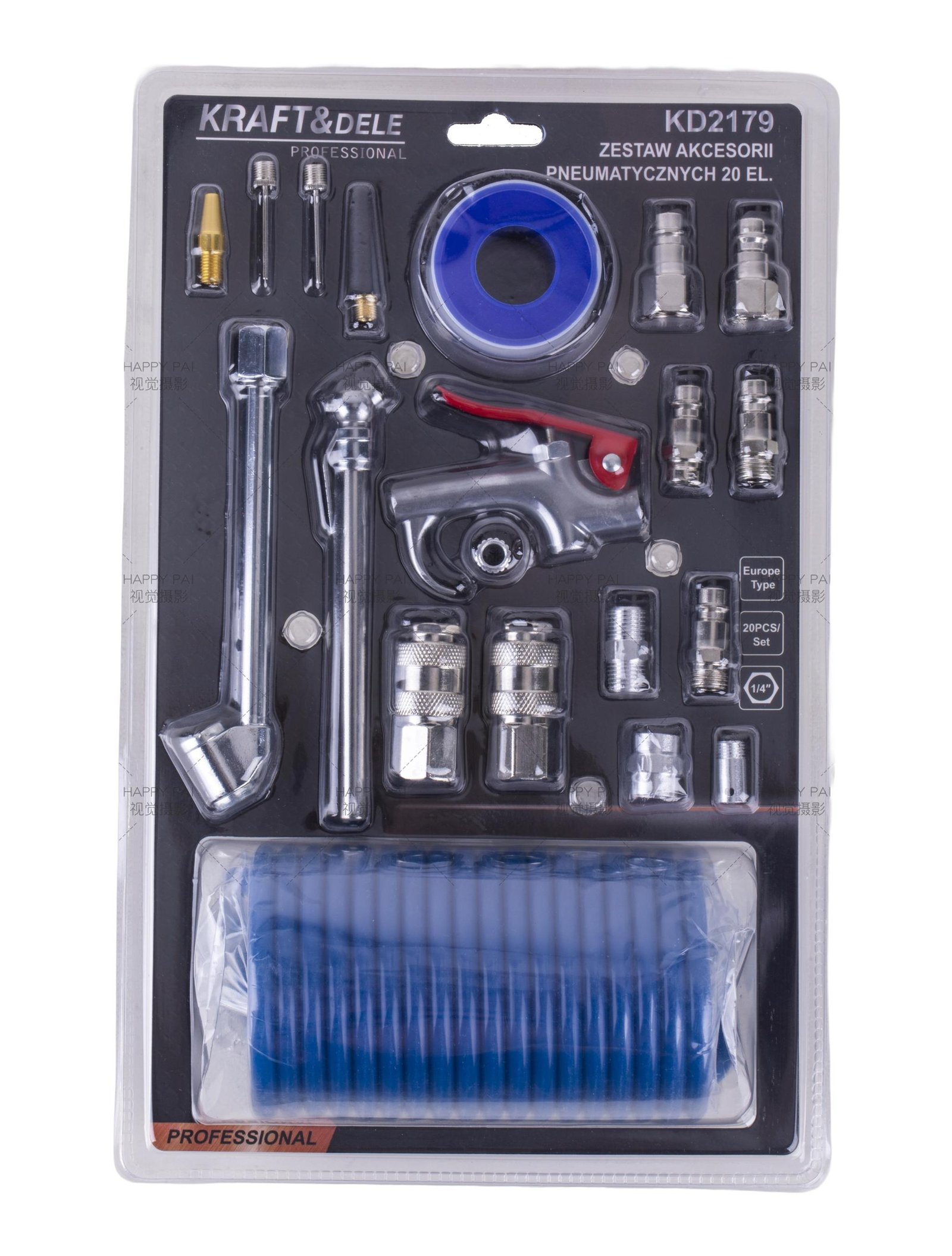 Pneumatinių priedų rinkinys 1/4″, 20 vnt., KD2179