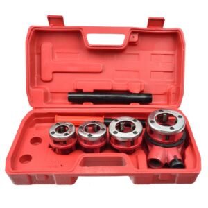 Vamzdžių sriegimo rinkinys su terkšle, 1/2–1 1/4", 4 galvutės GEKO G01000