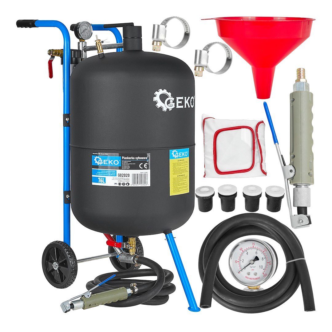 Slėginė smėliasrovė su priedais, 76 L GEKO G02020