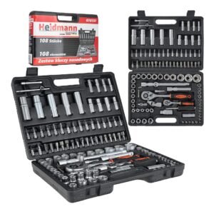 Galvučių ir įrankių rinkinys 1/2" bei 1/4", 108 dalys GEKO G10151