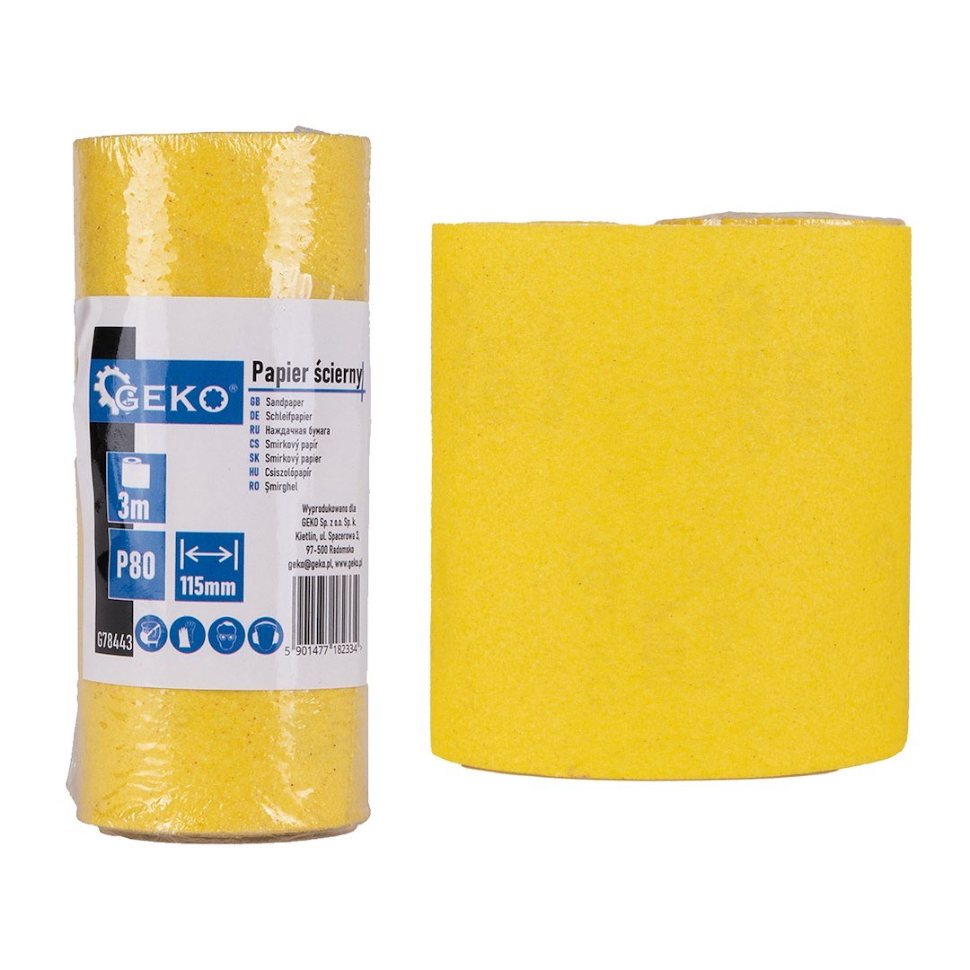 Švitrinio popieriaus ritinys 115 mm × 3 m P80 GEKO G78443