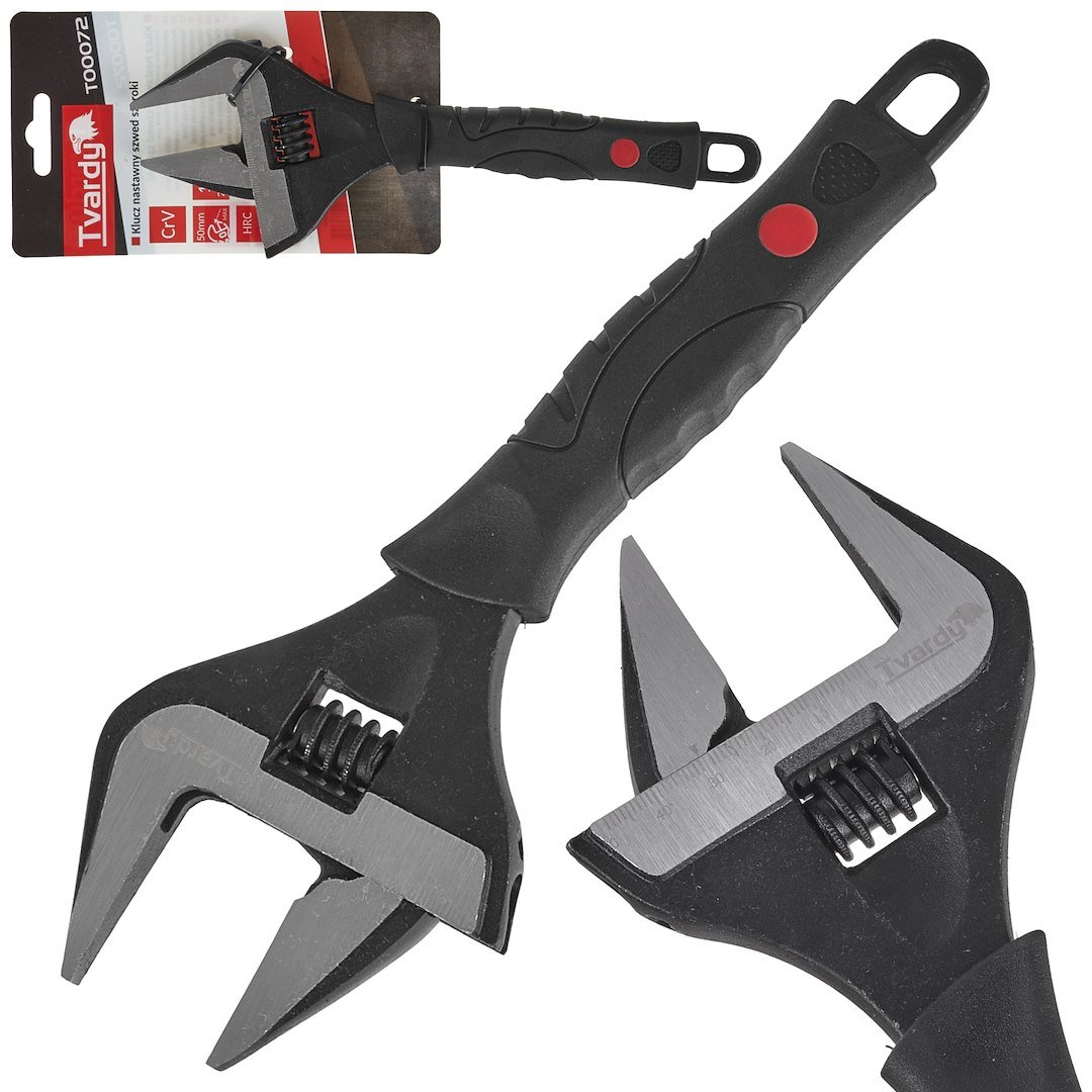 Reguliuojamas raktas plačiomis žiotimis CrV, 10″, 0–50 mm TVARDY T00072