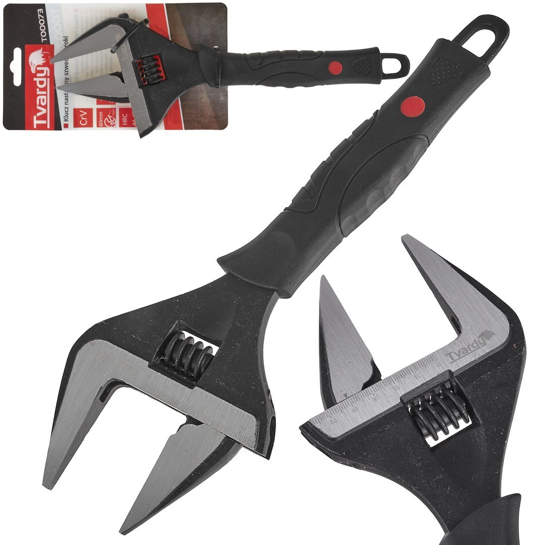 Reguliuojamas raktas plačiomis žiotimis CrV, 12″, 0–60 mm TVARDY T00073