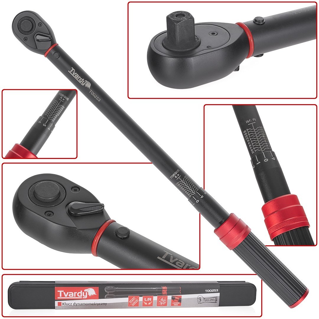 Dinamometrinis raktas 1/2″, 20–210 Nm TVARDY T00253