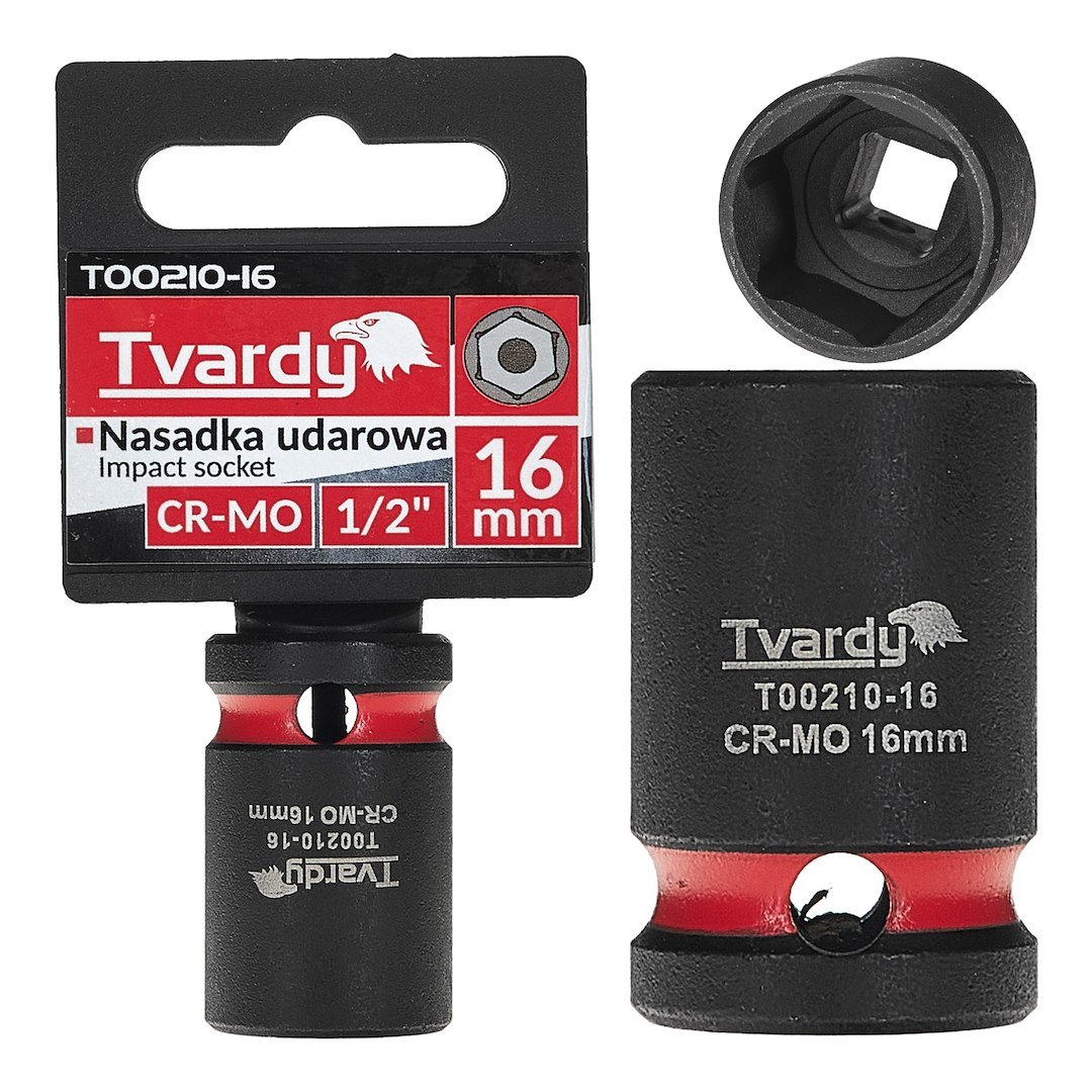 Smūginė galvutė 1/2″, 6 briaunų, 16 mm, CrMo TVARDY T00210-16