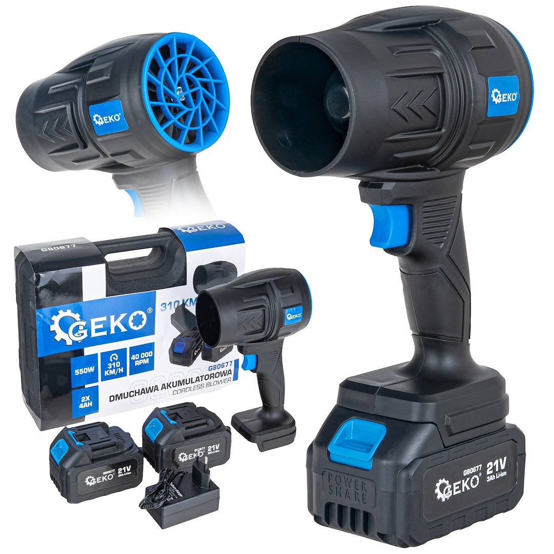 Nešiojamas akumuliatorinis pūstuvas 21 V, 2 × 4,0 Ah GEKO G80677